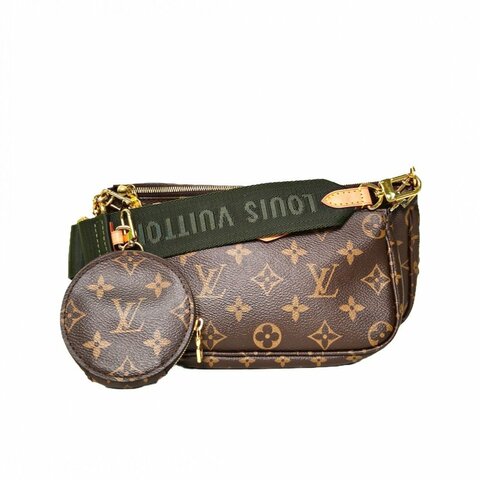 LOUIS VUITTON MultiPochetteAccessoires五合一綠肩帶老花PVC2020肩背包