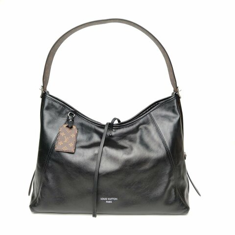 LOUIS VUITTON CARRYALLDark中號39黑色羊皮銀扣晶片肩背包