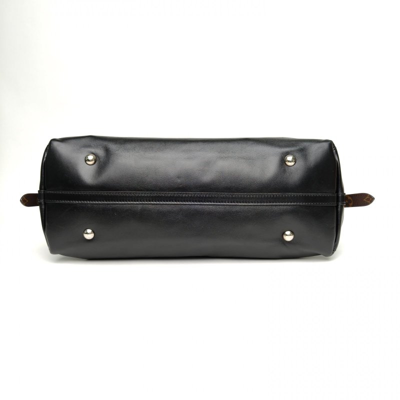 LOUIS VUITTON CARRYALLDark中號39黑色羊皮銀扣晶片肩背包-4