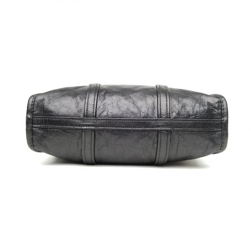 BALENCIAGA 黑色牛皮銀扣巴黎世家單肩包肩背包-4