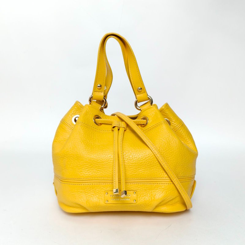 Burberry 黃色牛皮手提抽繩水桶包斜挎包肩背包-0