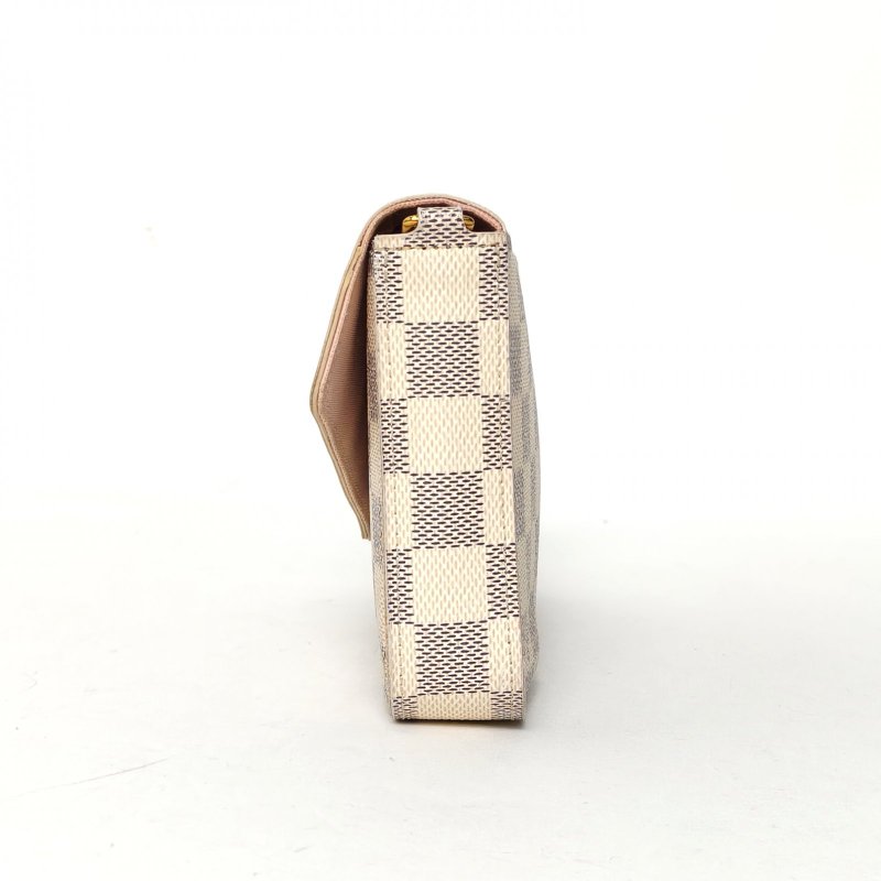 LOUIS VUITTON POCHETTEFELICIE三合一鏈條包白棋格PVC2016肩背包-1