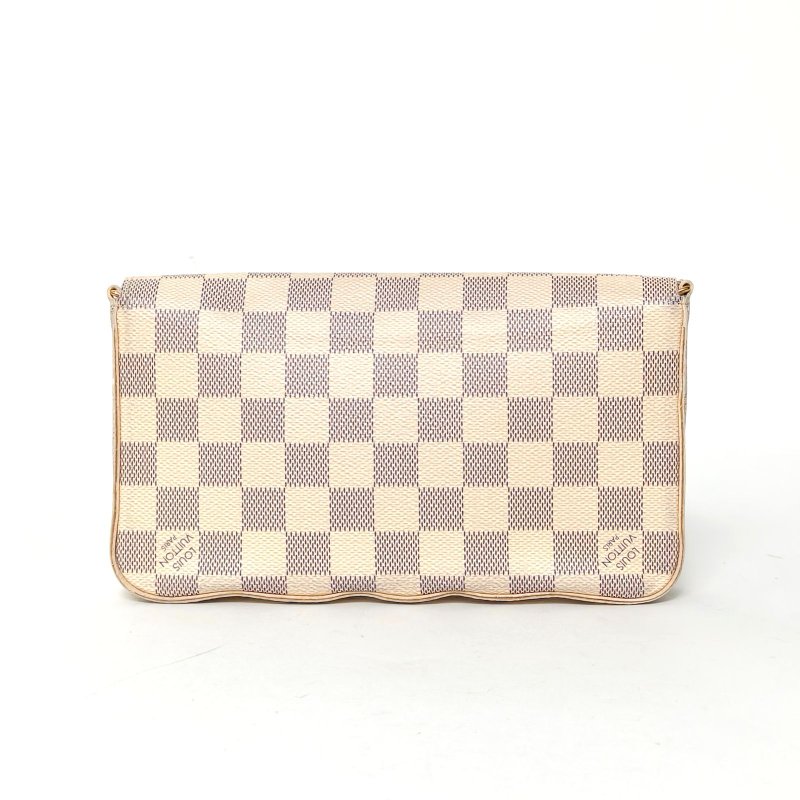 LOUIS VUITTON POCHETTEFELICIE三合一鏈條包白棋格PVC2016肩背包-2