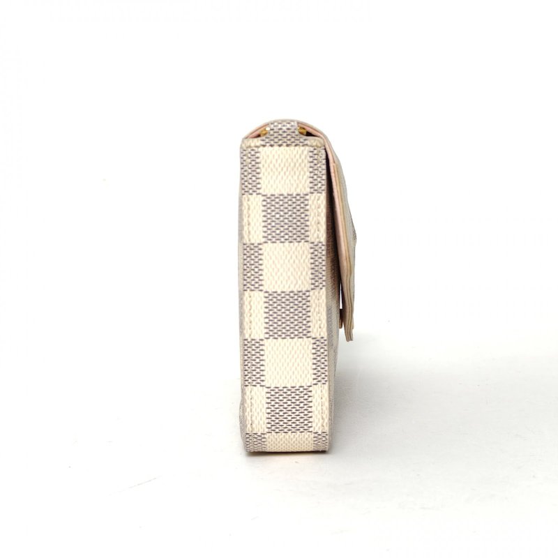 LOUIS VUITTON POCHETTEFELICIE三合一鏈條包白棋格PVC2016肩背包-3