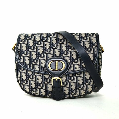 DIOR DiorBobby中號22藍色帆布金扣2020肩背包