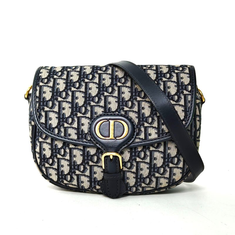 DIOR DiorBobby中號22藍色帆布金扣2020肩背包-0