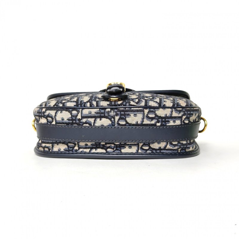 DIOR DiorBobby中號22藍色帆布金扣2020肩背包-4