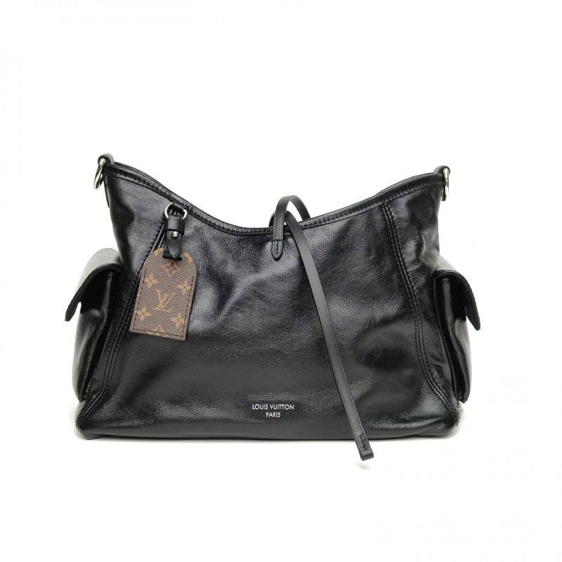 LOUIS VUITTON CARRYALLCargo小號33.5黑色羊皮銀扣晶片肩背包-0