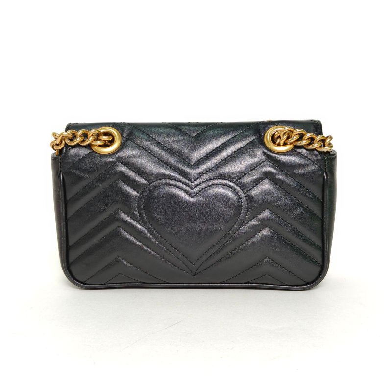 GUCCI GGMarmont肩背包Mini22黑色牛皮金扣肩背包-2