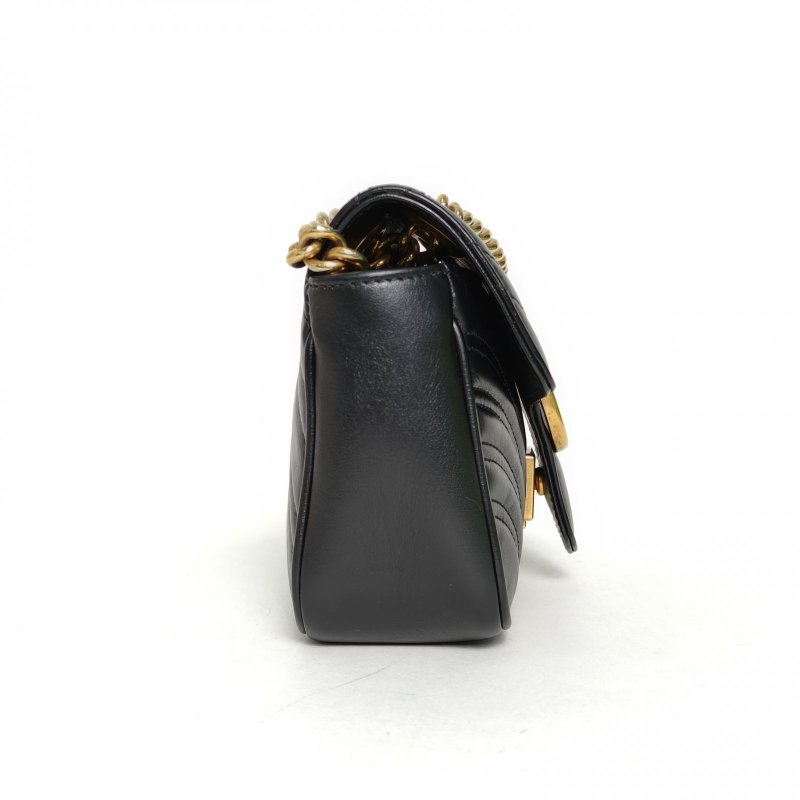 GUCCI GGMarmont肩背包Mini22黑色牛皮金扣肩背包-3