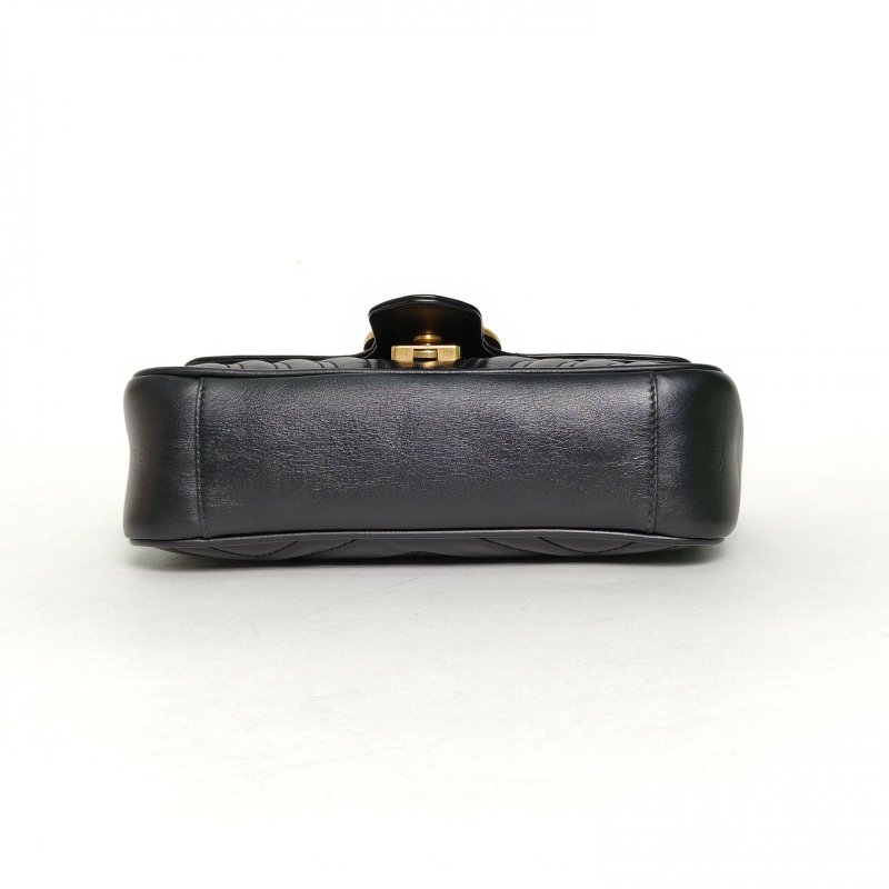 GUCCI GGMarmont肩背包Mini22黑色牛皮金扣肩背包-4