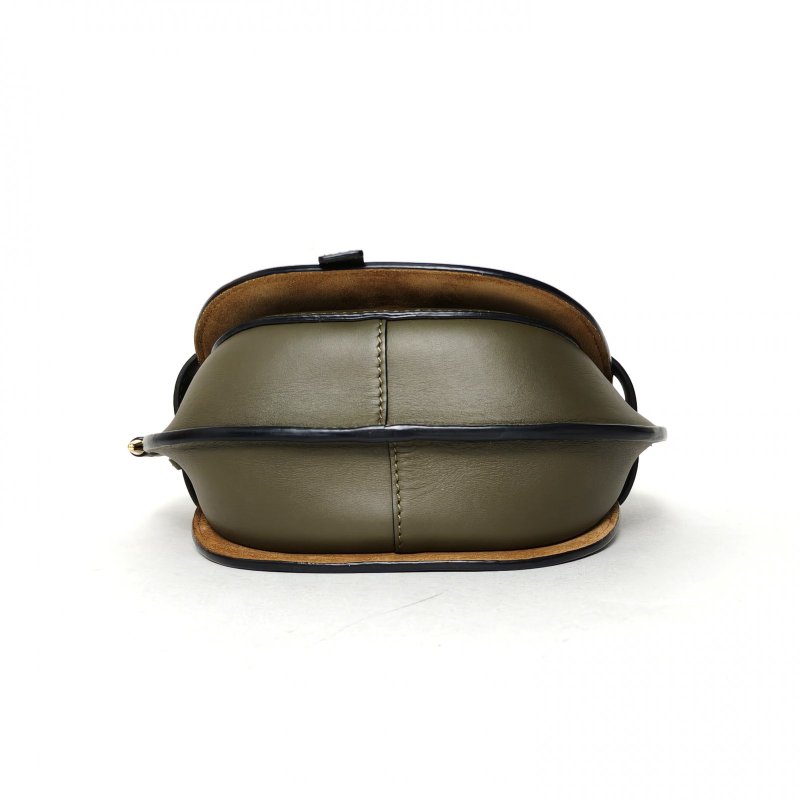 LOEWE Gate馬鞍斜跨包MINIDual寬肩帶綠色牛皮肩背包-4