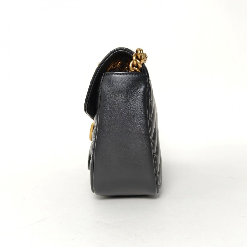 GUCCI GGMarmont肩背包小號26黑色牛皮金扣肩背包-3