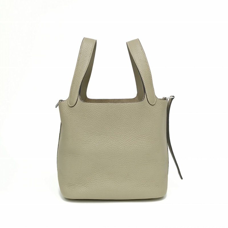 HERMES Picotin18菜籃子Q1鼠尾草綠TC皮Y刻銀扣肩背包-1