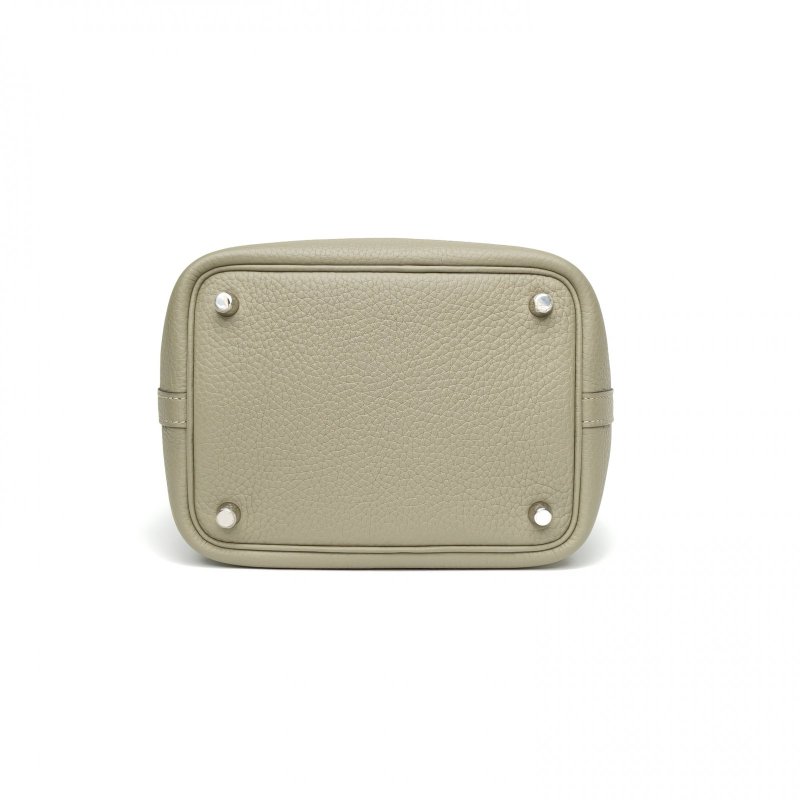 HERMES Picotin18菜籃子Q1鼠尾草綠TC皮Y刻銀扣肩背包-4