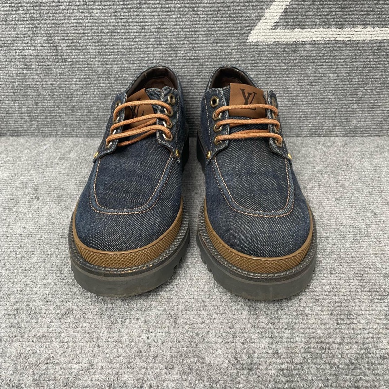 97新LV 藍色牛仔帆布樂福鞋41碼-1