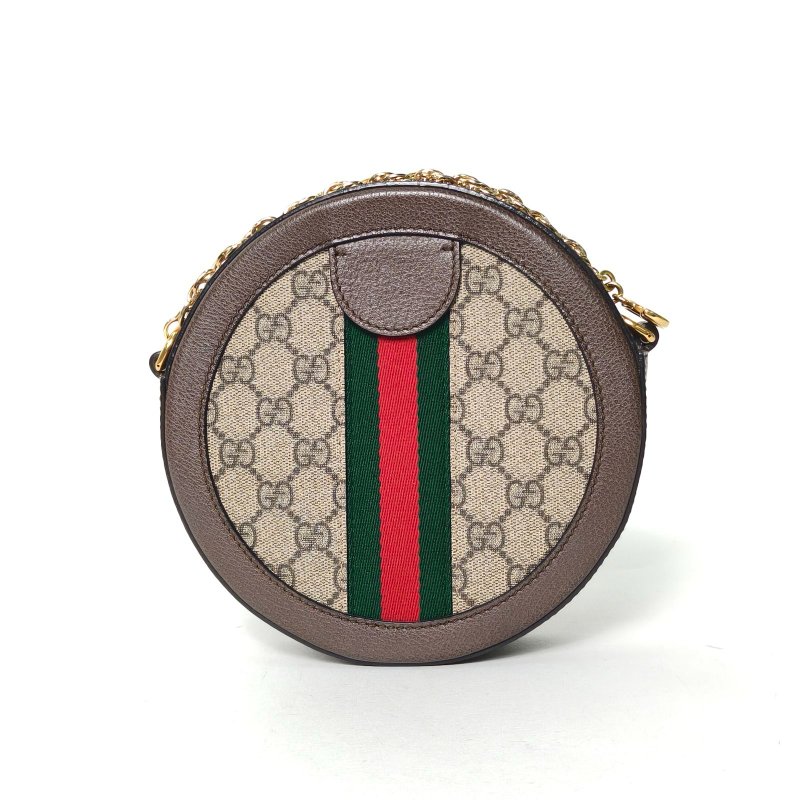 GUCCI Ophidia圓餅包斜挎包18烏木色PVC金扣肩背包-2