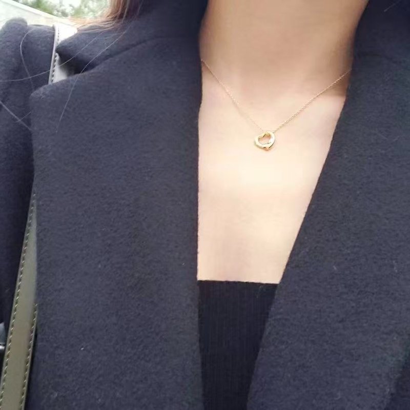 TIFFANY Open Heart 18K金愛心項鍊鏈長40cm 99新配件購證塵袋-0