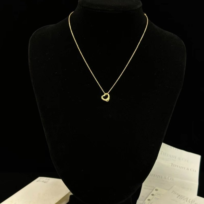 TIFFANY Open Heart 18K金愛心項鍊鏈長40cm 99新配件購證塵袋-1