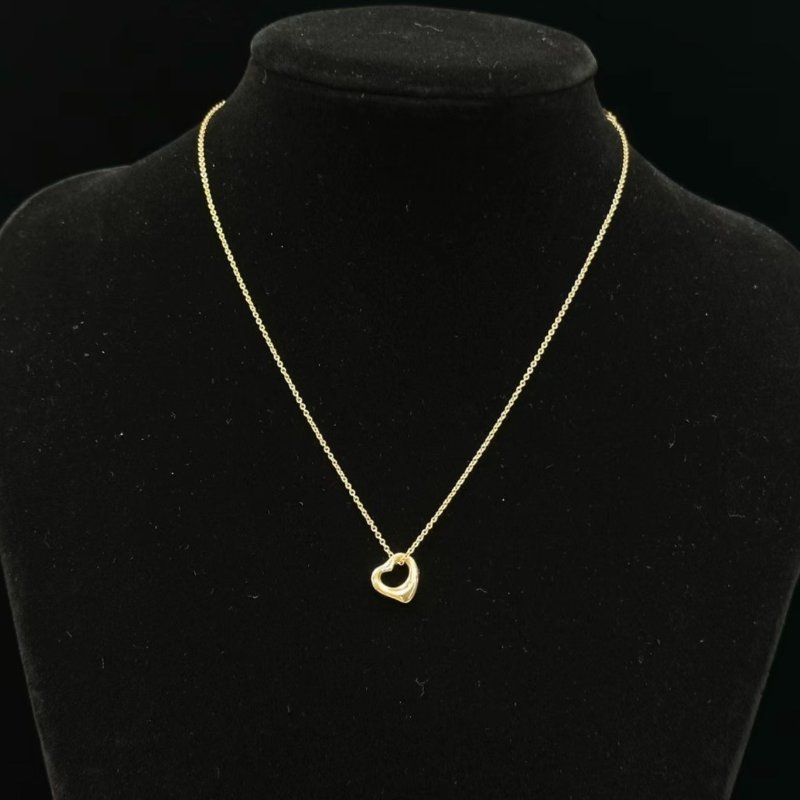 TIFFANY Open Heart 18K金愛心項鍊鏈長40cm 99新配件購證塵袋-4