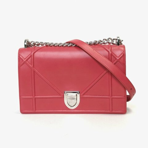 DIOR Diorama盾牌包中號25玫紅羊皮銀扣2015肩背包