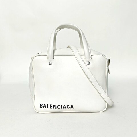 BALENCIAGA 白色牛皮方塊包手拎包肩背包