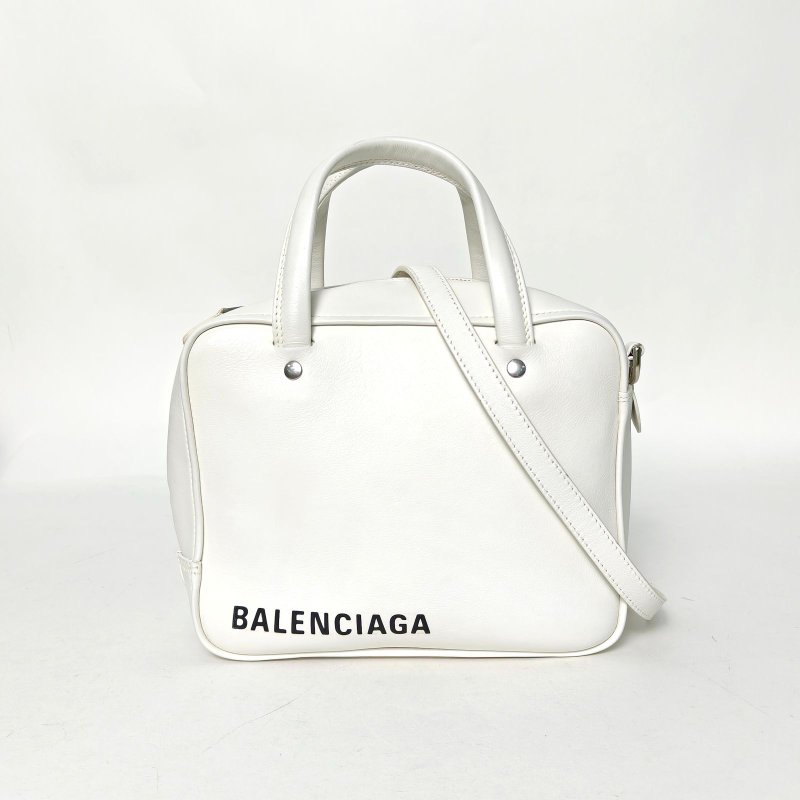 BALENCIAGA 白色牛皮方塊包手拎包肩背包-0