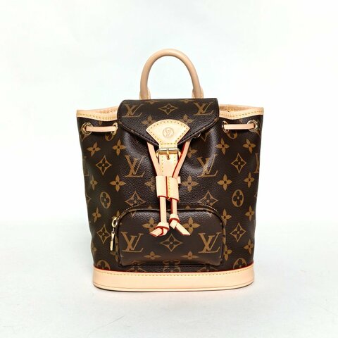 LOUIS VUITTON MontsourisPM雙肩包mini24老花PVC晶片肩背包