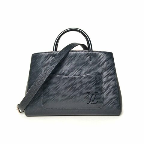 LOUIS VUITTON MarelleTote二合一托特BB25黑色EPI水波紋牛皮銀扣晶片肩背包