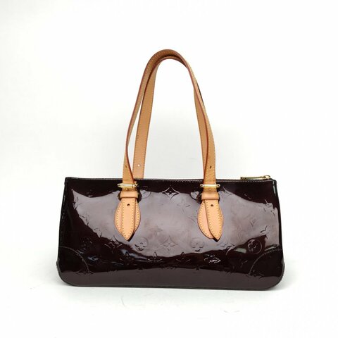 LOUIS VUITTON 車厘子紅漆皮金扣中古三角腋下包肩背包