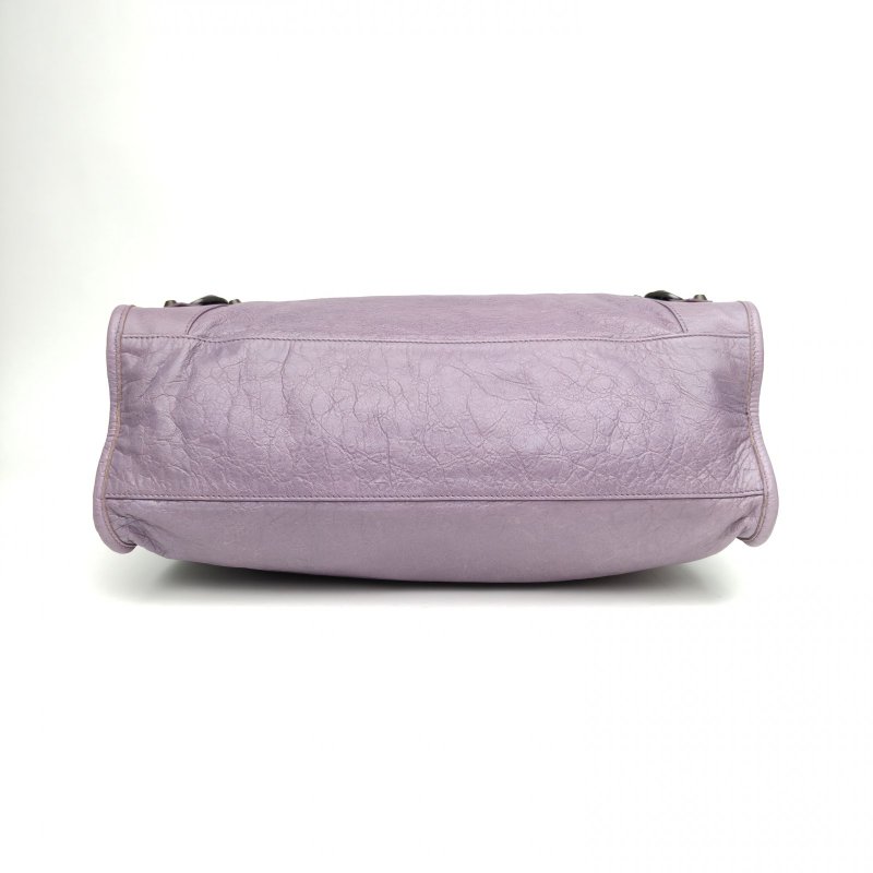 BALENCIAGA CLASSICCITY機車包中號38紫色羊皮鎢鋼扣肩背包-4