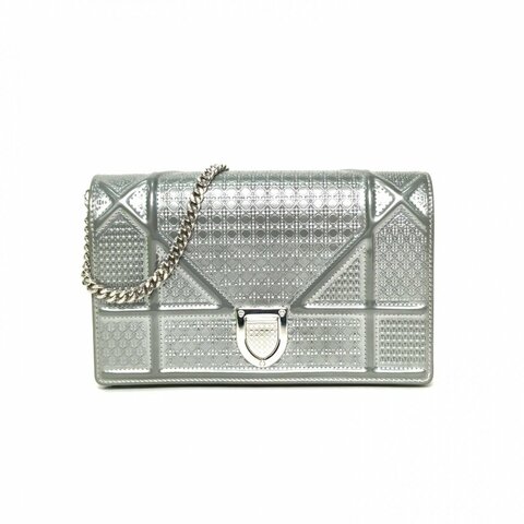 DIOR Diorama盾牌包WOC銀色牛皮銀扣2018肩背包