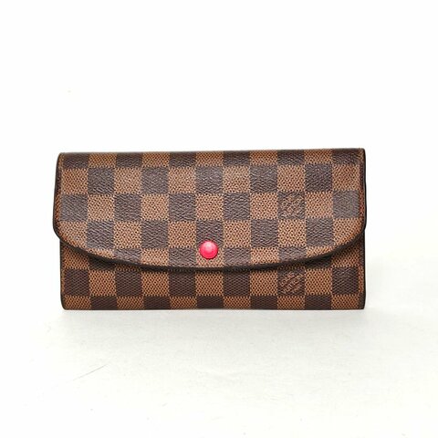 LOUIS VUITTON 棕色棋盤格PVC2016長款豆豆錢包肩背包