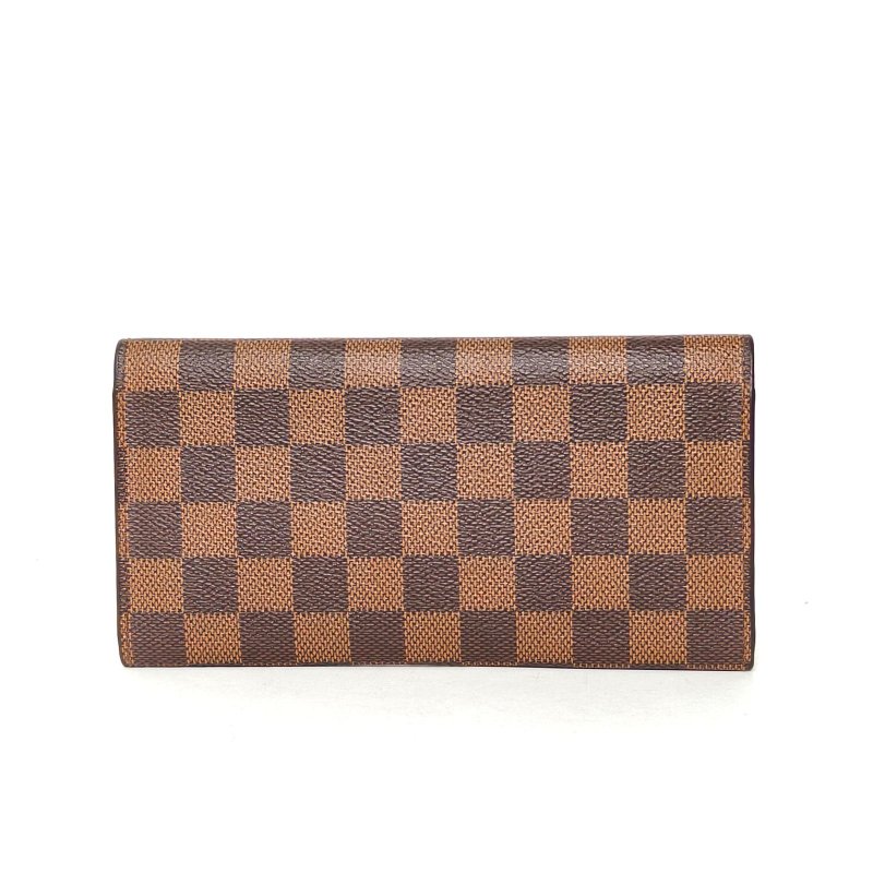 LOUIS VUITTON 棕色棋盤格PVC2016長款豆豆錢包肩背包-2