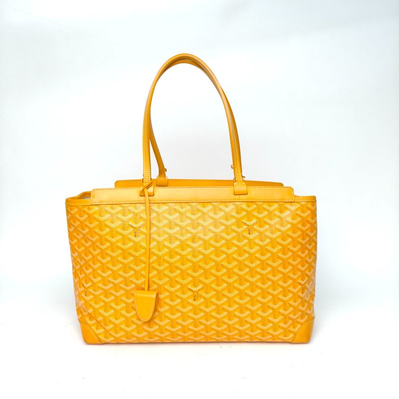 GOYARD BellechasseBiaude托特包36黃色PVC銀扣肩背包-0