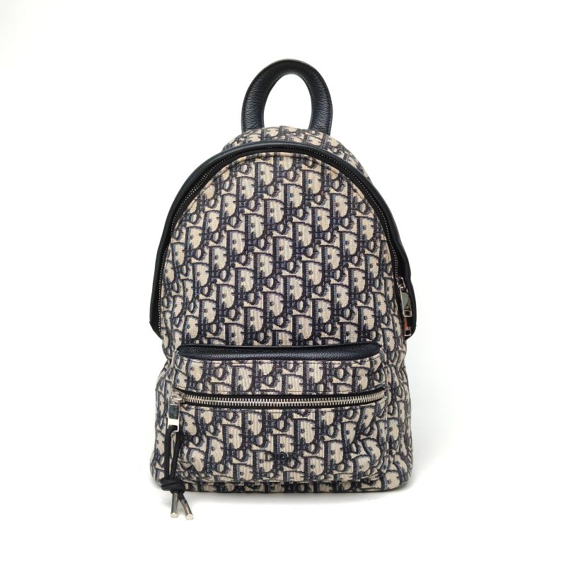 DIOR Rider兒童雙肩包墨藍色帆布銀扣2019肩背包-0