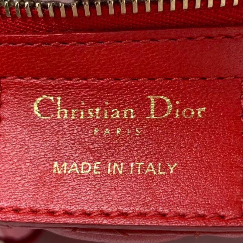 二手Dior五格紅色羊皮金扣戴妃包-15