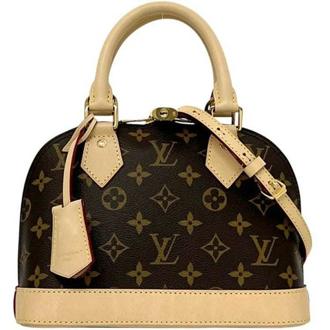 路易威登 Alma BB 雙肩包 f-24625，棕色 Monogram M46990 帆布和天然皮革材質，帶 IC 標籤識別功能。路易威登單肩包/斜背包