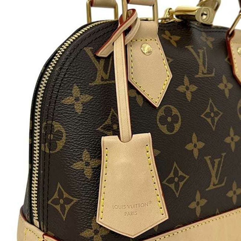 路易威登 Alma BB 雙肩包 f-24625，棕色 Monogram M46990 帆布和天然皮革材質，帶 IC 標籤識別功能。路易威登單肩包/斜背包-4