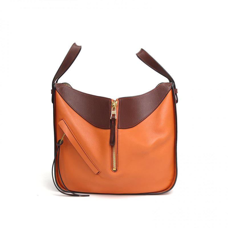 LOEWE Hammock吊床包小號拼色牛皮金扣肩背包-0