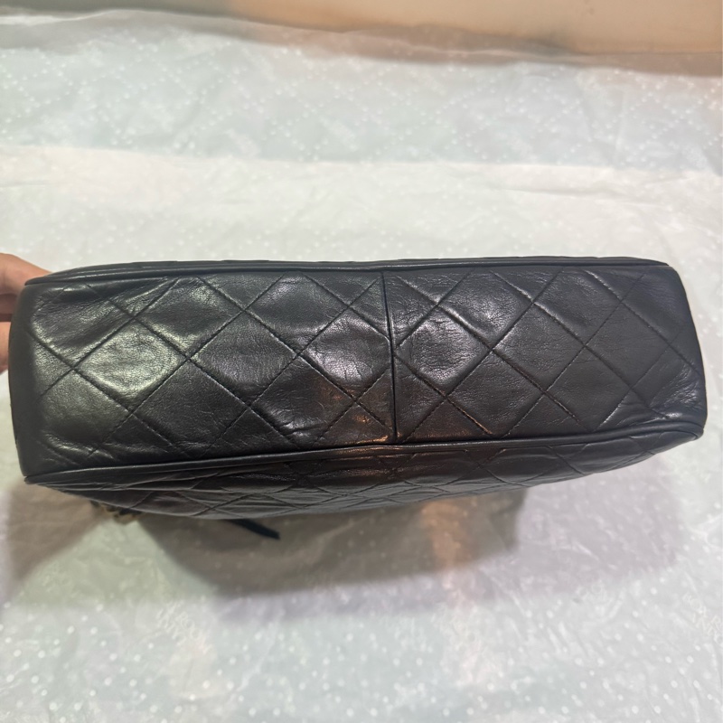 CHANEL 經典菱格「雙鍊」小金扣黑色流蘇相機包稀有款式 |附前翻口袋|黑色小羊皮|老香金釦|正品-14