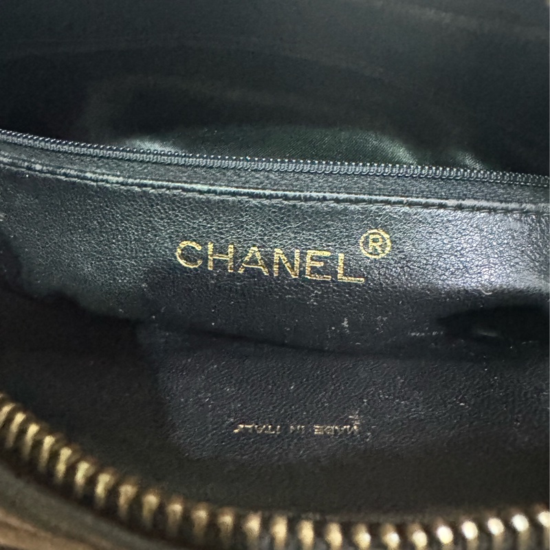 CHANEL 經典菱格「雙鍊」小金扣黑色流蘇相機包稀有款式 |附前翻口袋|黑色小羊皮|老香金釦|正品-17