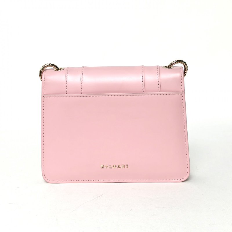 BVLGARI SerpentiForever鏈條蛇頭包方版20粉色牛皮肩背包-2