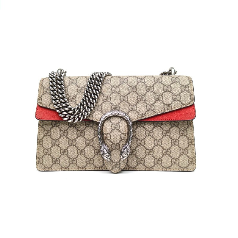 GUCCI Dionysus酒神中號28紅色PVC銀扣肩背包-0