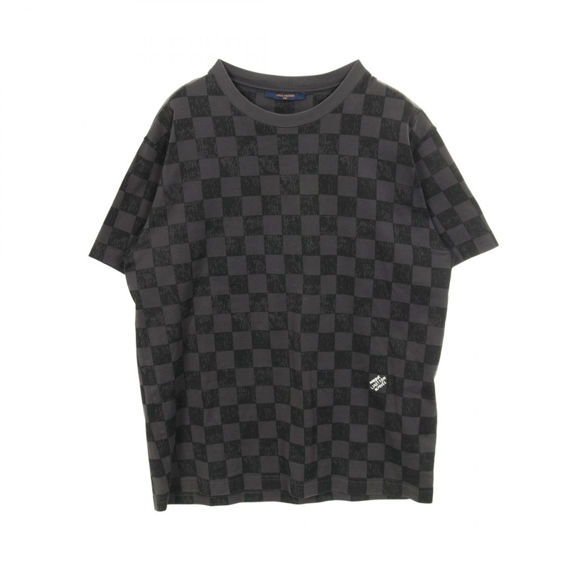 路易威登 Damier T 卹 RM2129NPGHCY32HLY32W 純棉 灰色 黑色 二手 男款 XL-0