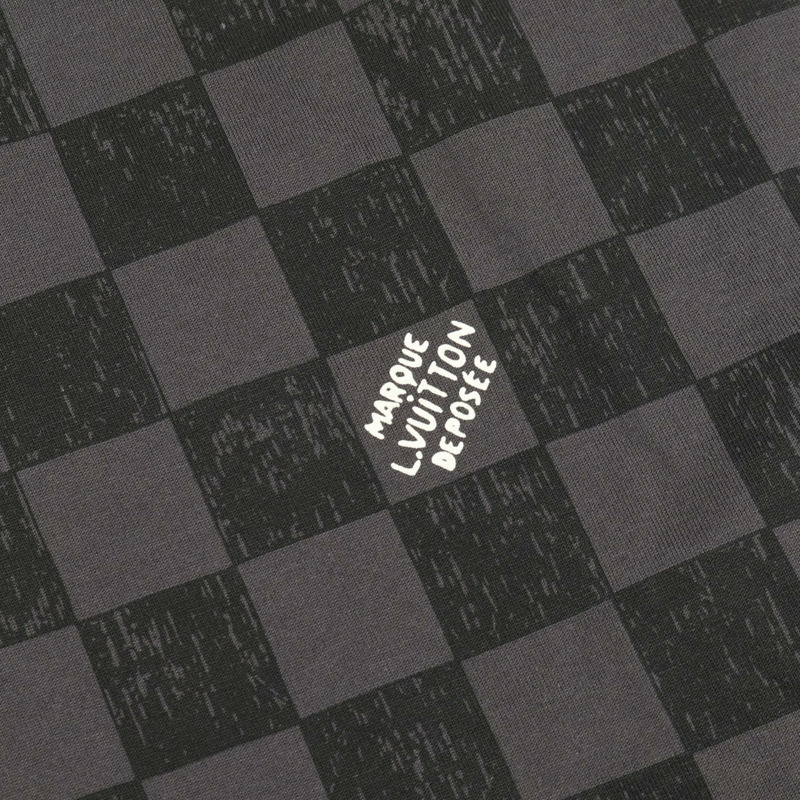 路易威登 Damier T 卹 RM2129NPGHCY32HLY32W 純棉 灰色 黑色 二手 男款 XL-8