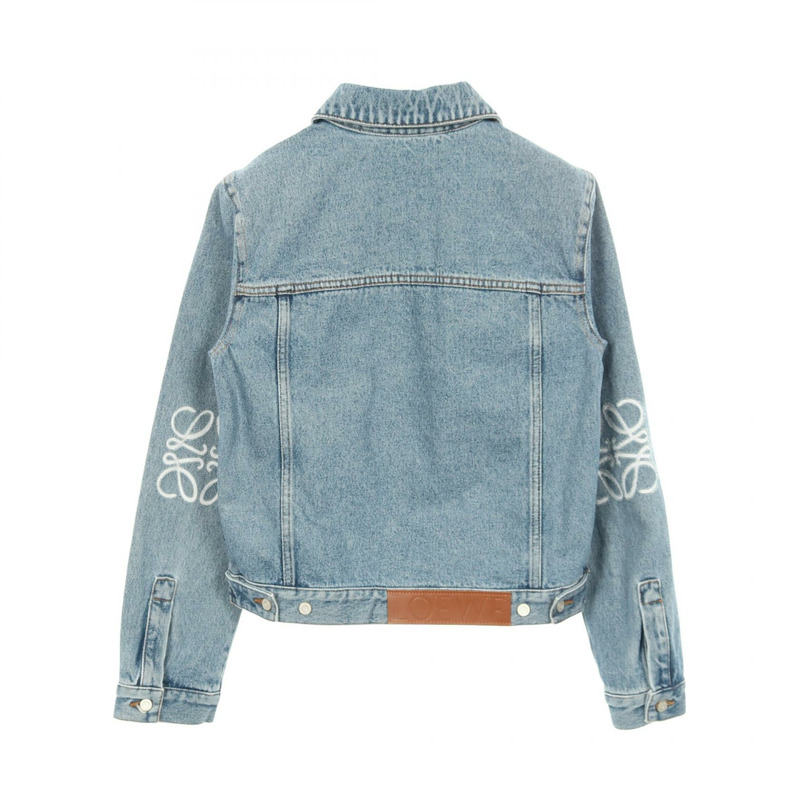 LOEWE Anagram 牛仔夾克，棉質，海軍藍，#34，二手女款-1