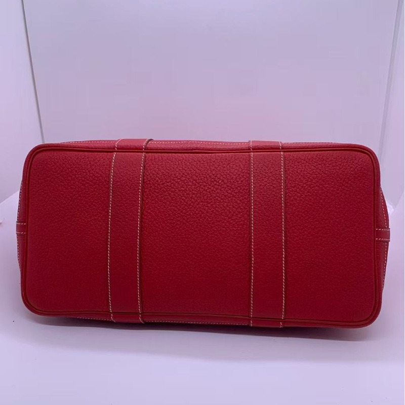 二手Hermes愛馬仕garden party36三文魚紅走白線p刻，邊角正常使用痕跡-2