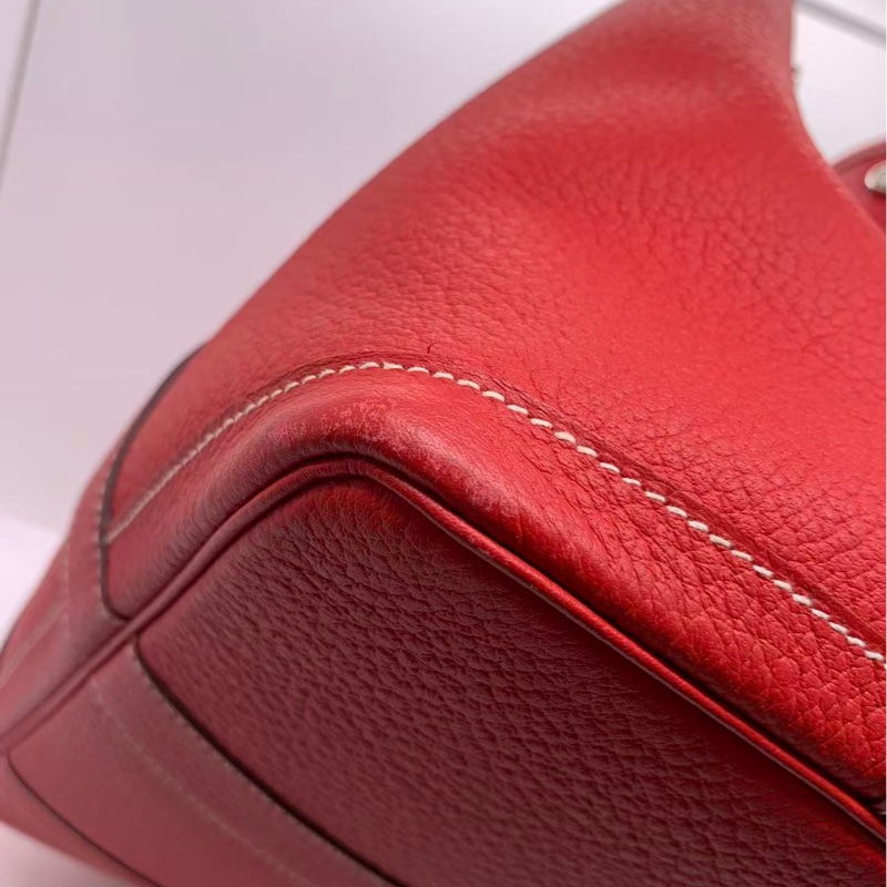二手Hermes愛馬仕garden party36三文魚紅走白線p刻，邊角正常使用痕跡-8