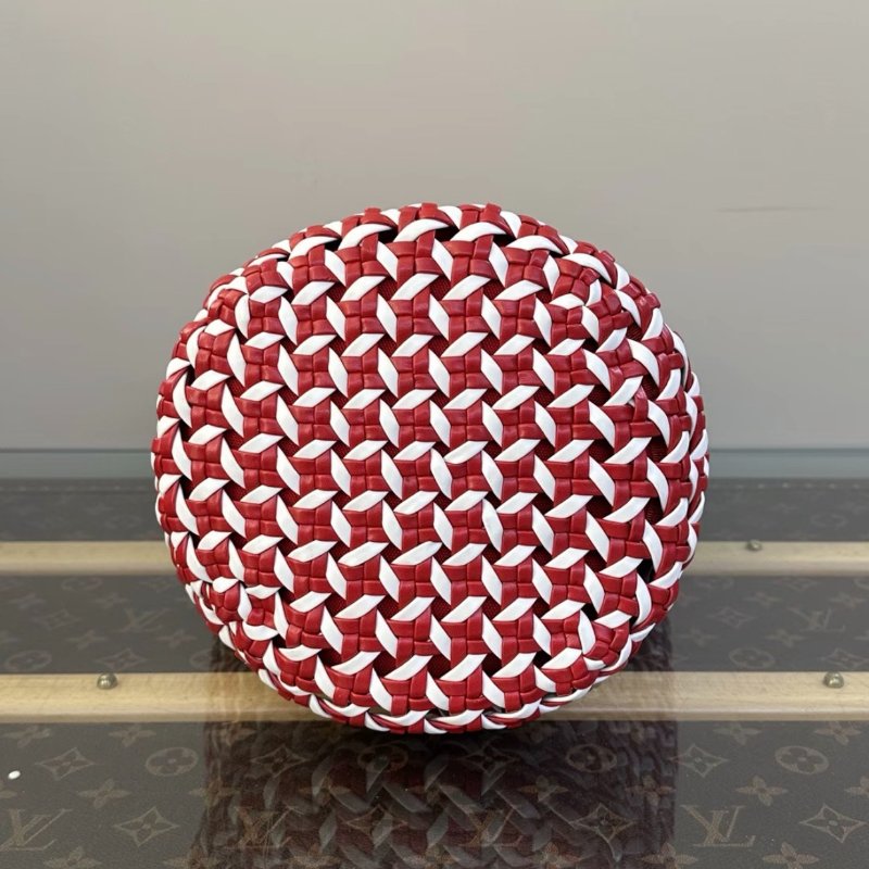 MIUMIU 紅白拼色全皮編織圓筒菜籃子包24*20*15 98新配件塵袋-4